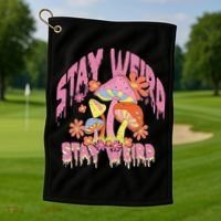 Stay Weird Mushrooms Golf Towel thumb 1