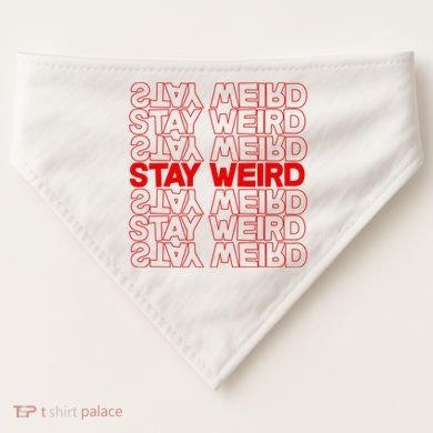 Stay Weird Text Pattern USA-Made Doggie Bandana