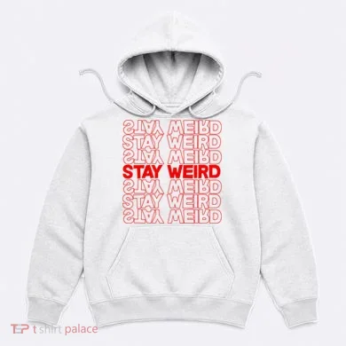Stay Weird Text Pattern Hoodie