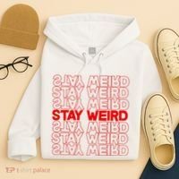 Stay Weird Text Pattern Hoodie thumb 4