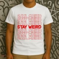 Stay Weird Text Pattern T-Shirt thumb 3