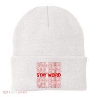 Stay Weird Text Pattern Beanie thumb 0