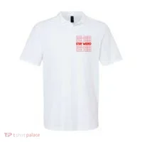 Stay Weird Text Pattern Polo thumb 0