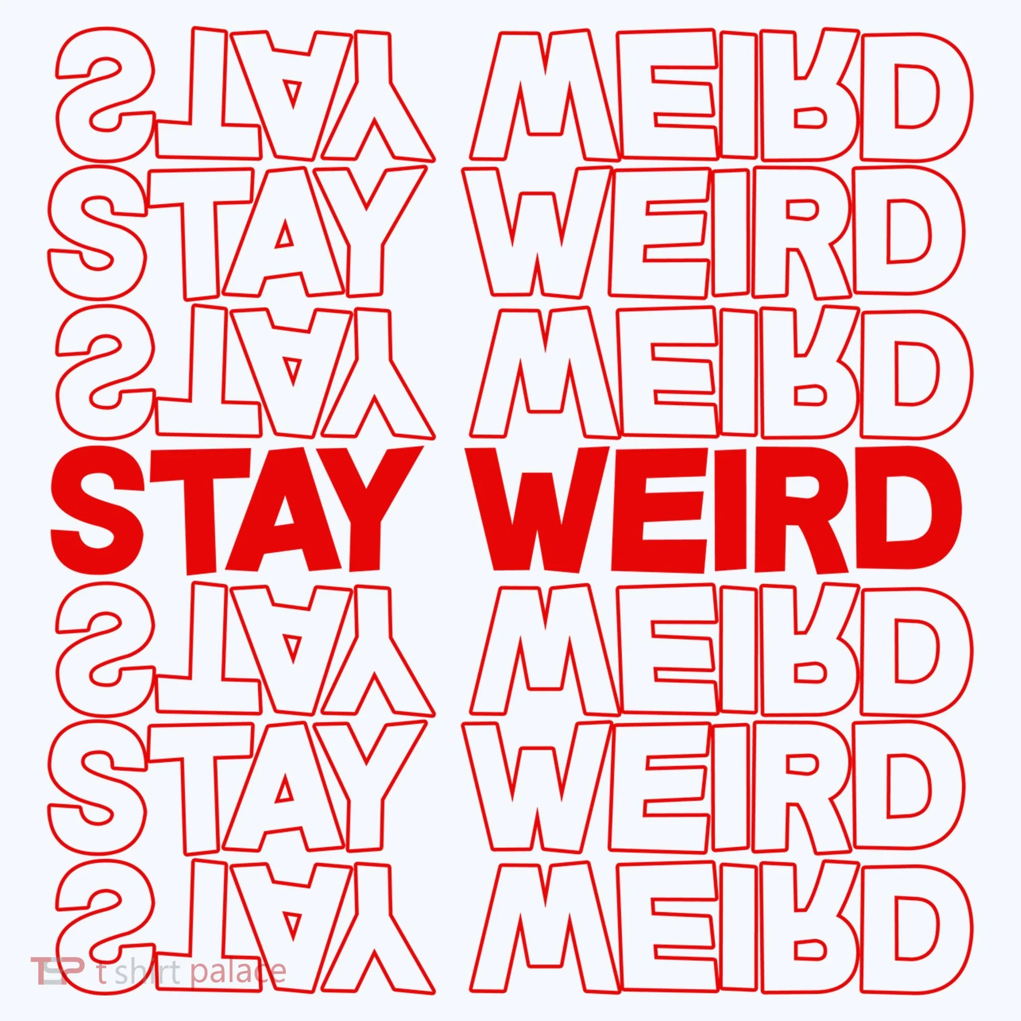 Stay Weird Text Pattern Polo