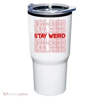 Stay Weird Text Pattern Tumbler