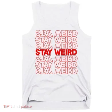 Stay Weird Text Pattern Tank Top