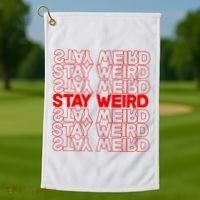 Stay Weird Text Pattern Golf Towel thumb 1