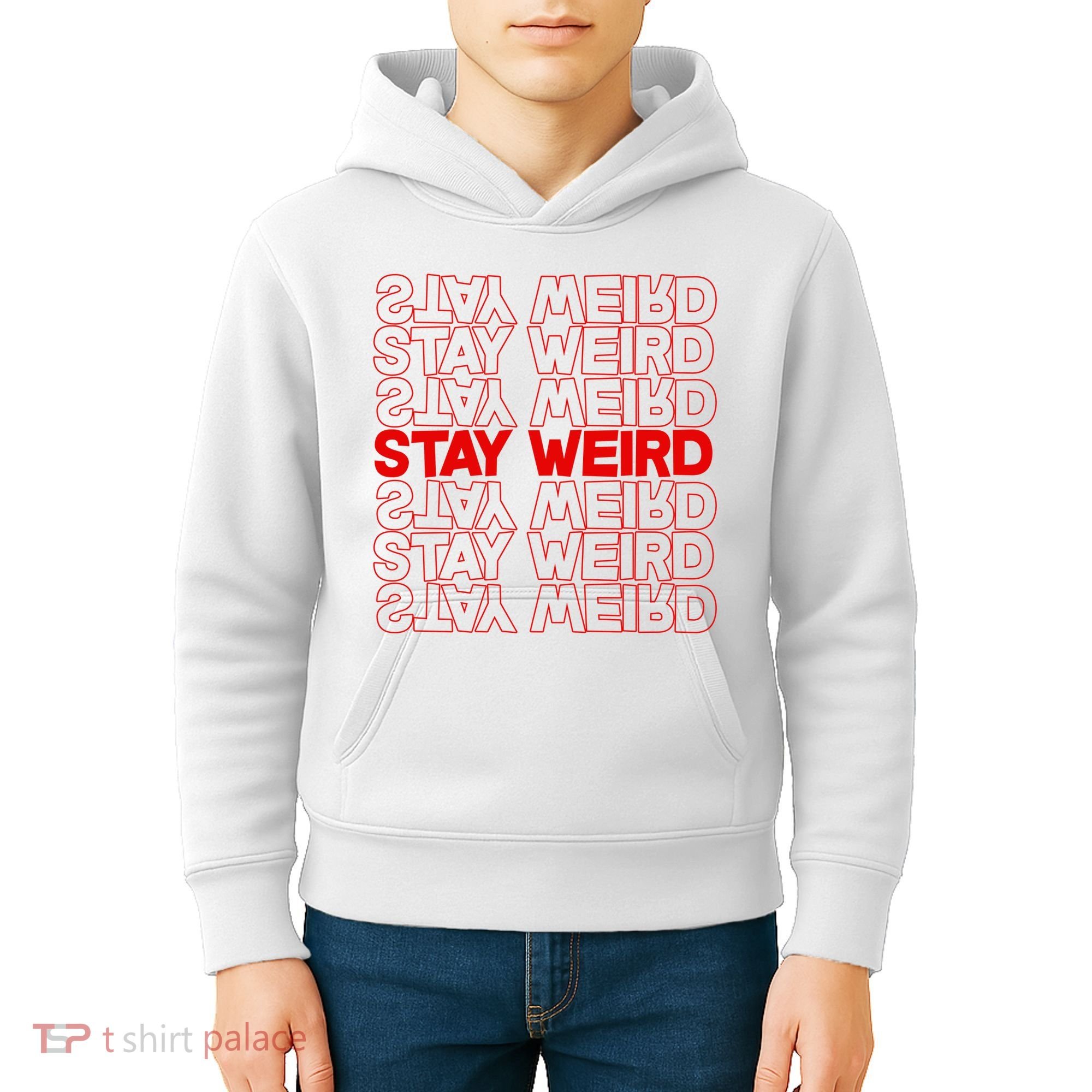 Stay Weird Text Pattern Kids Hoodie