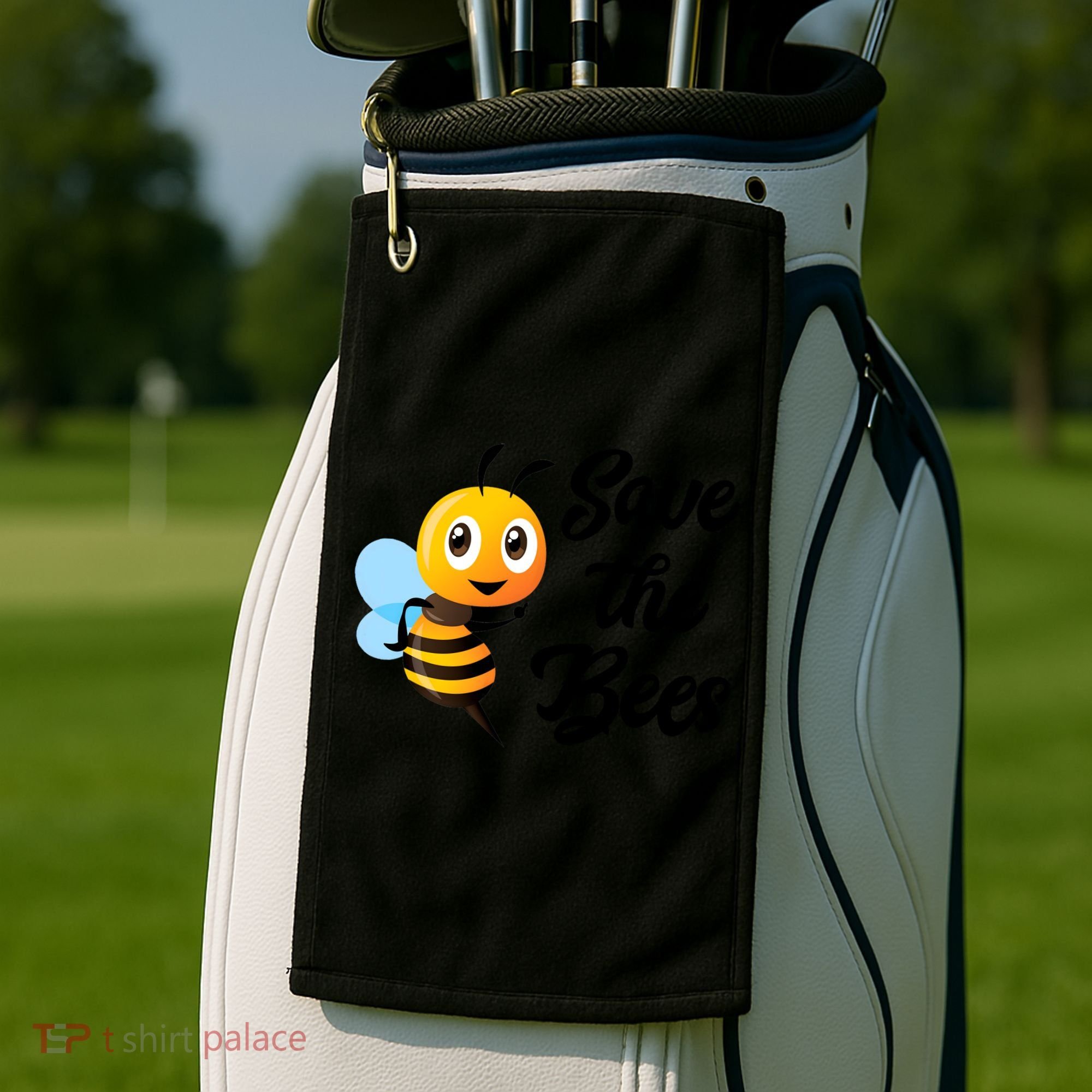 Save The Bees Funny Cute Bee Funny Gift Earth Day Save Our Planet Gift Golf Towel