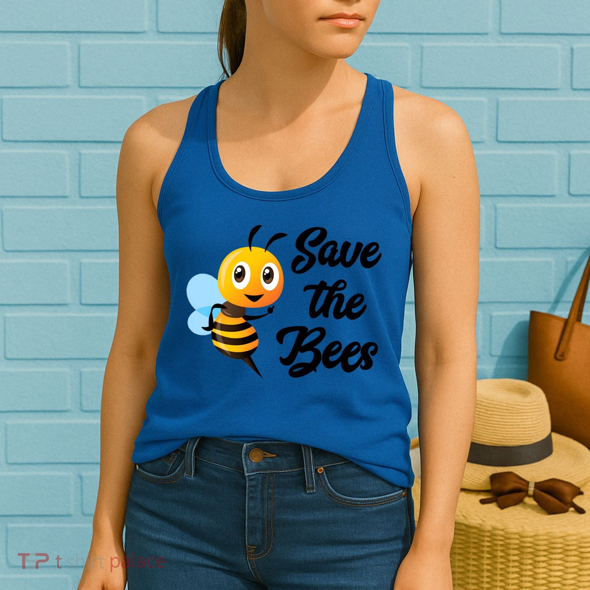 Save The Bees Funny Cute Bee Funny Gift Earth Day Save Our Planet Gift Women's Tank Top