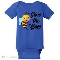 Save The Bees Funny Cute Bee Funny Gift Earth Day Save Our Planet Gift Baby Bodysuit thumb 0