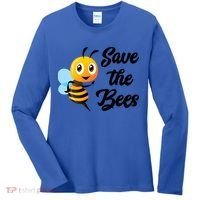 Save The Bees Funny Cute Bee Funny Gift Earth Day Save Our Planet Gift Women's Long Sleeve Shirt thumb 0