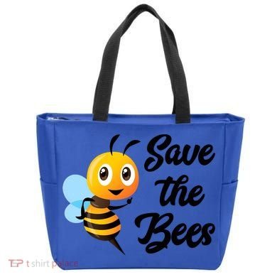 Save The Bees Funny Cute Bee Funny Gift Earth Day Save Our Planet Gift Tote Bag
