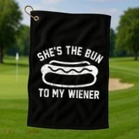 SheS The Bun To My Winer Funny Hotdog Golf Towel thumb 1