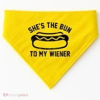 SheS The Bun To My Winer Funny Hotdog USA-Made Doggie Bandana thumb 0