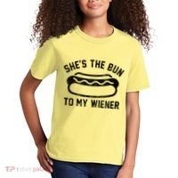 SheS The Bun To My Winer Funny Hotdog Kids T-Shirt thumb 2