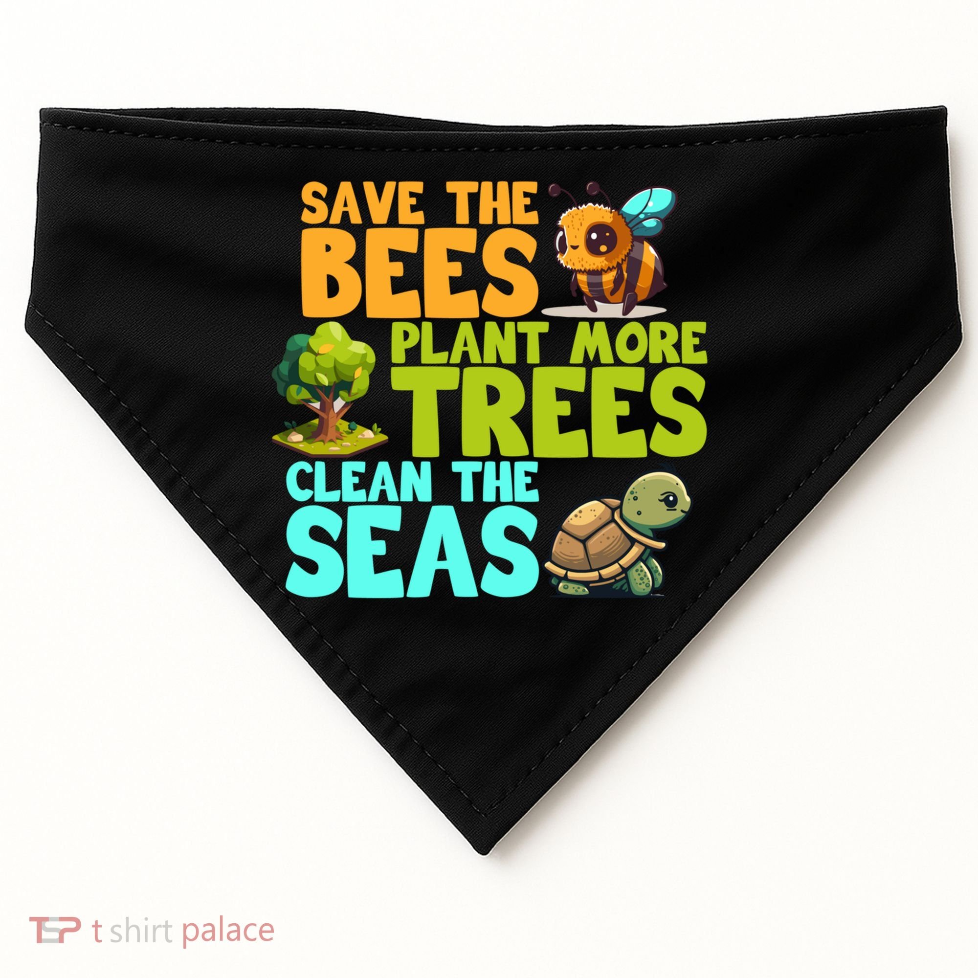 Save The Bees Plant More Trees Clean The Seas Earth Day Gift USA-Made Doggie Bandana