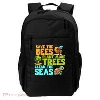 Save The Bees Plant More Trees Clean The Seas Earth Day Gift Backpack thumb 0