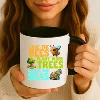 Save The Bees Plant More Trees Clean The Seas Earth Day Gift Coffee Mug thumb 3