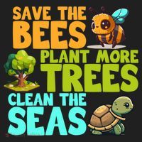 Save The Bees Plant More Trees Clean The Seas Earth Day Gift Golf Towel thumb 3