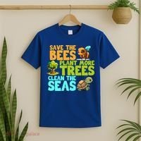 Save The Bees Plant More Trees Clean The Seas Earth Day Gift T-Shirt thumb 2