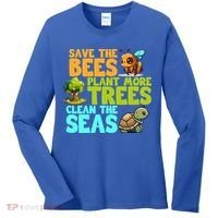 Save The Bees Plant More Trees Clean The Seas Earth Day Gift Women's Long Sleeve Shirt thumb 0