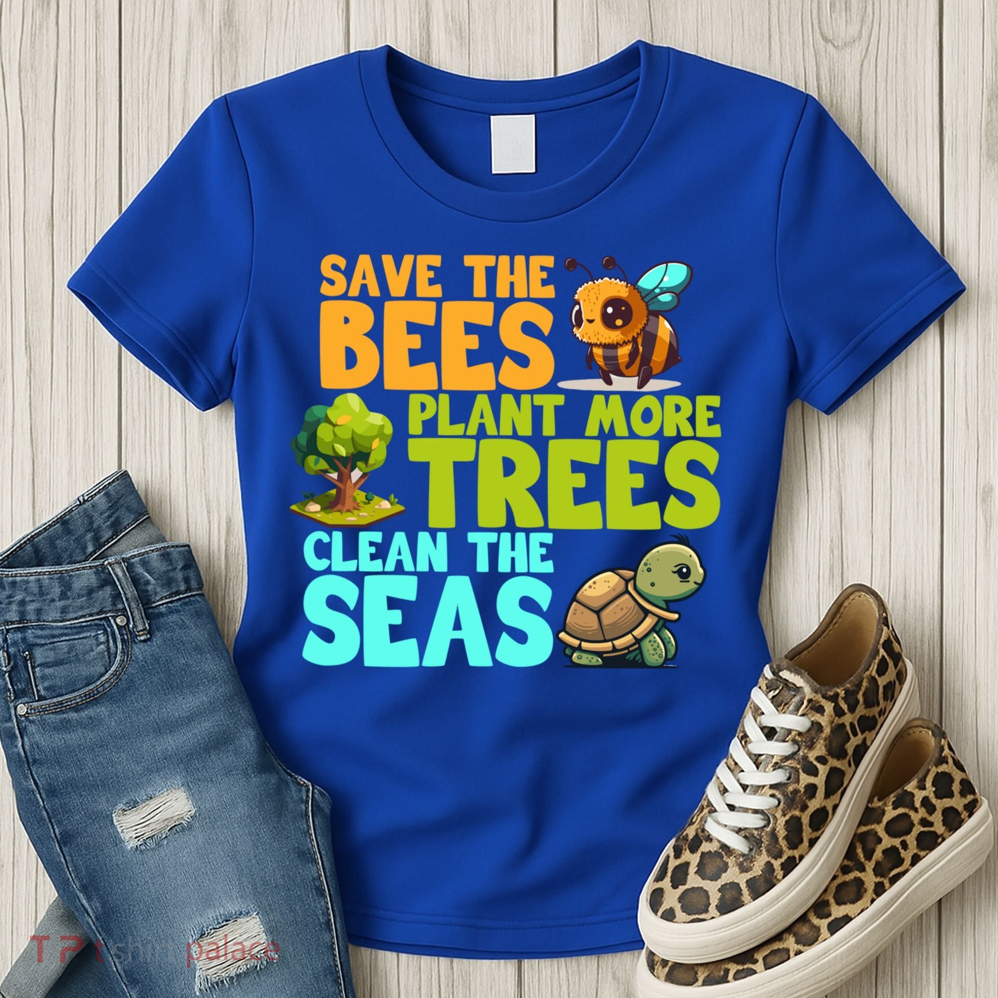 Save The Bees Plant More Trees Clean The Seas Earth Day Gift Women's T-Shirt