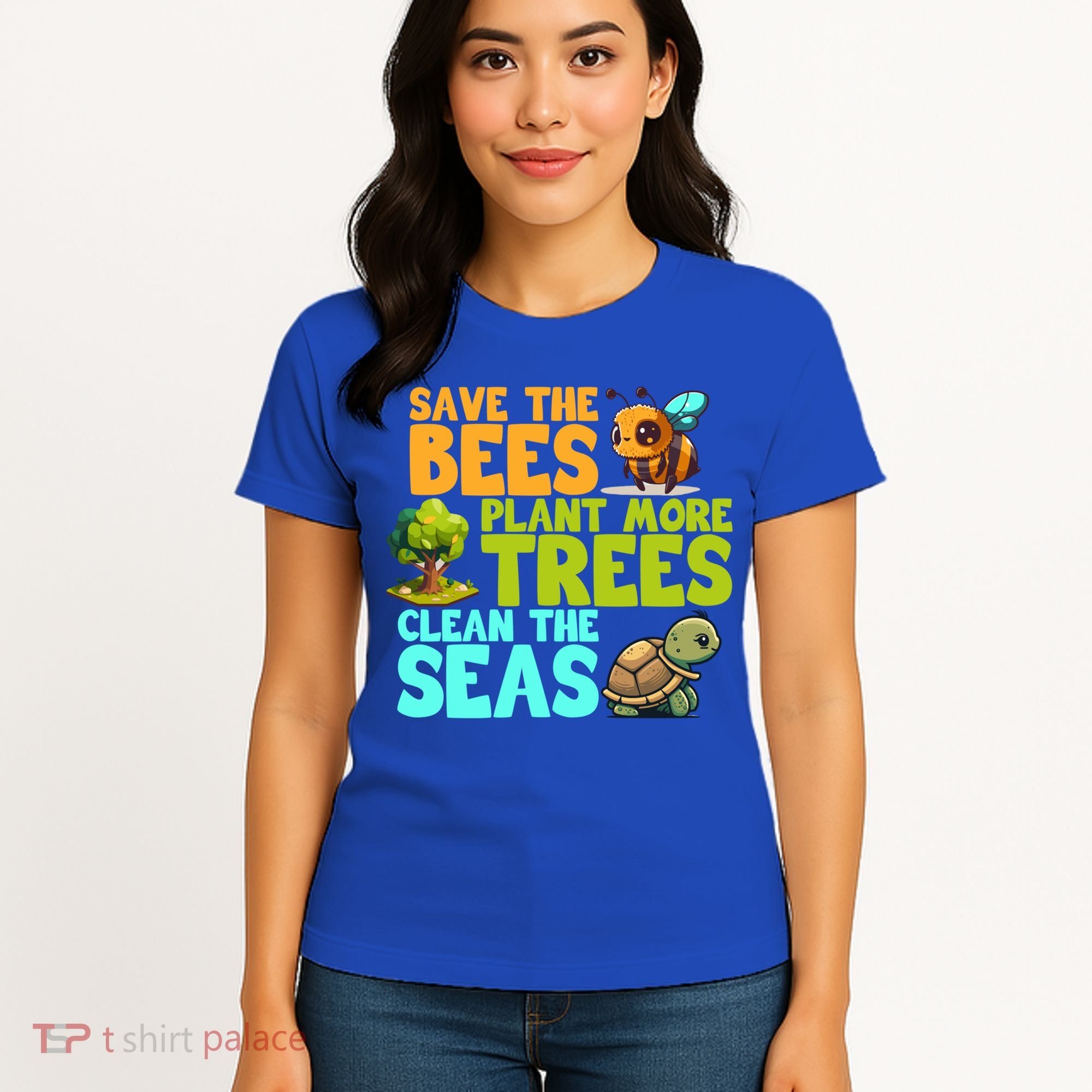 Save The Bees Plant More Trees Clean The Seas Earth Day Gift Women's T-Shirt