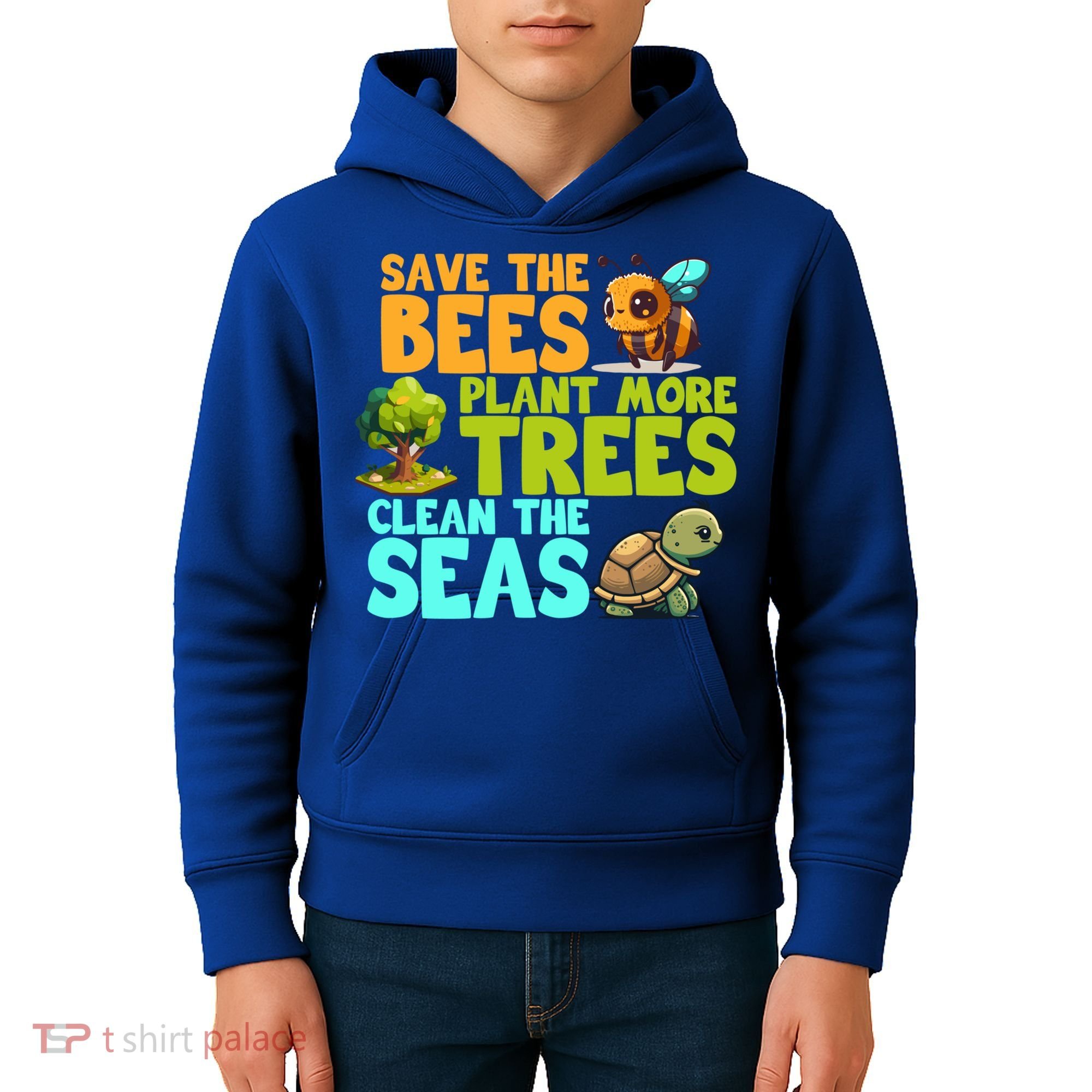 Save The Bees Plant More Trees Clean The Seas Earth Day Gift Kids Hoodie