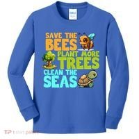 Save The Bees Plant More Trees Clean The Seas Earth Day Gift Kids Long Sleeve Shirt thumb 0