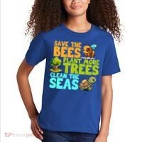 Save The Bees Plant More Trees Clean The Seas Earth Day Gift Kids T-Shirt thumb 2