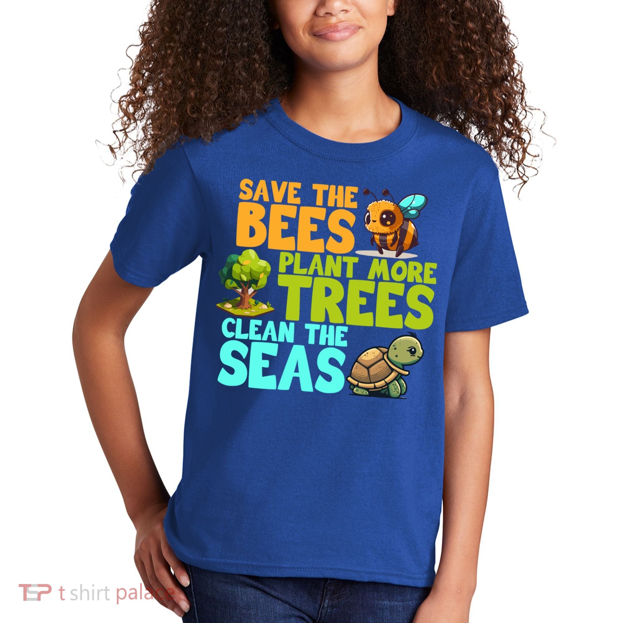 Save The Bees Plant More Trees Clean The Seas Earth Day Gift Kids T-Shirt