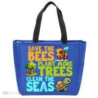 Save The Bees Plant More Trees Clean The Seas Earth Day Gift Tote Bag thumb 0