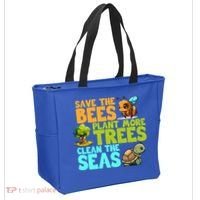 Save The Bees Plant More Trees Clean The Seas Earth Day Gift Tote Bag thumb 2