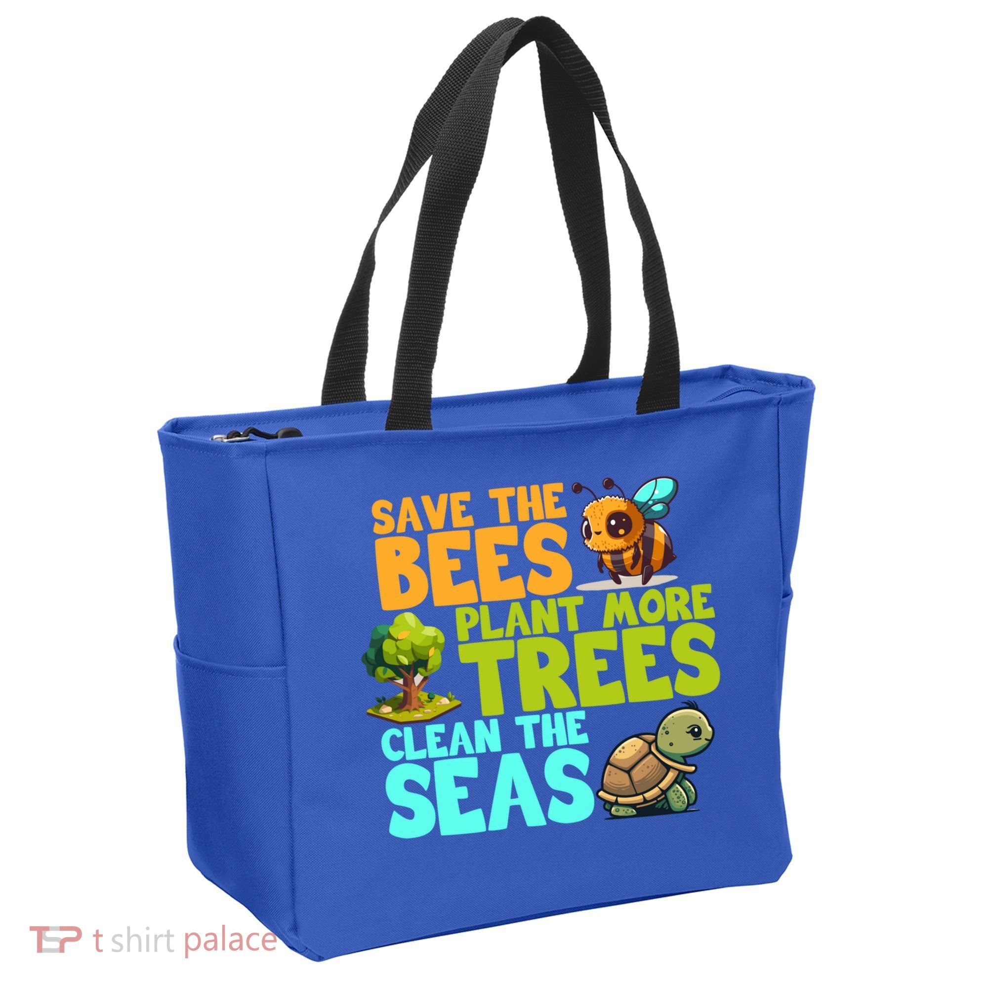 Save The Bees Plant More Trees Clean The Seas Earth Day Gift Tote Bag