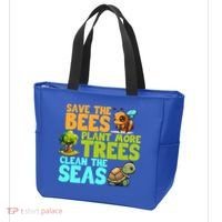 Save The Bees Plant More Trees Clean The Seas Earth Day Gift Tote Bag thumb 3