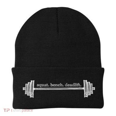 Strength Training Barbell Weightlifting Retro Gym Gift Beanie