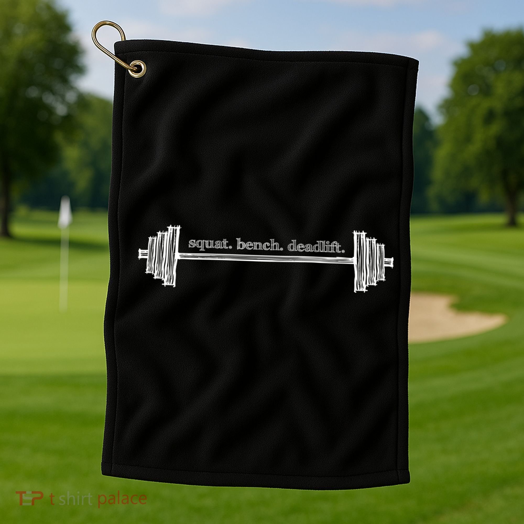 Strength Training Barbell Weightlifting Retro Gym Gift Golf Towel