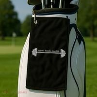 Strength Training Barbell Weightlifting Retro Gym Gift Golf Towel thumb 2