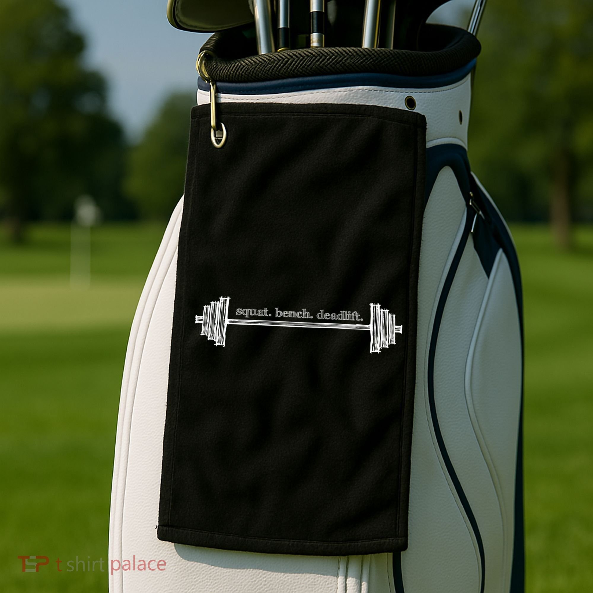 Strength Training Barbell Weightlifting Retro Gym Gift Golf Towel
