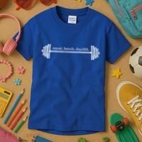 Strength Training Barbell Weightlifting Retro Gym Gift Kids T-Shirt thumb 3