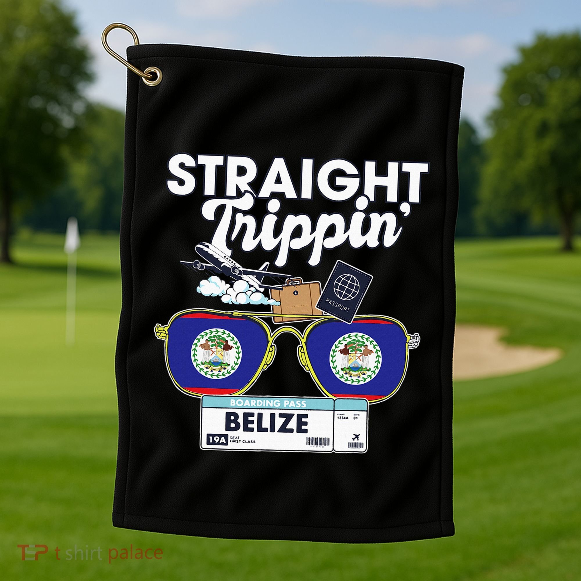 Straight Trippin Belize Vacation Travel Trip Matching Golf Towel