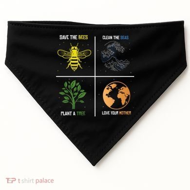 Save The Bees Plant More Trees Earth Day Gift USA-Made Doggie Bandana