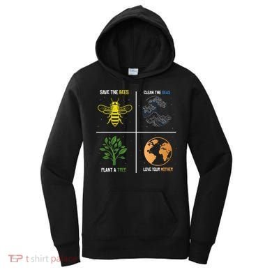 Save The Bees Plant More Trees Earth Day Gift Women's Hoodie