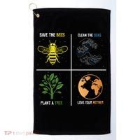 Save The Bees Plant More Trees Earth Day Gift Golf Towel thumb 0