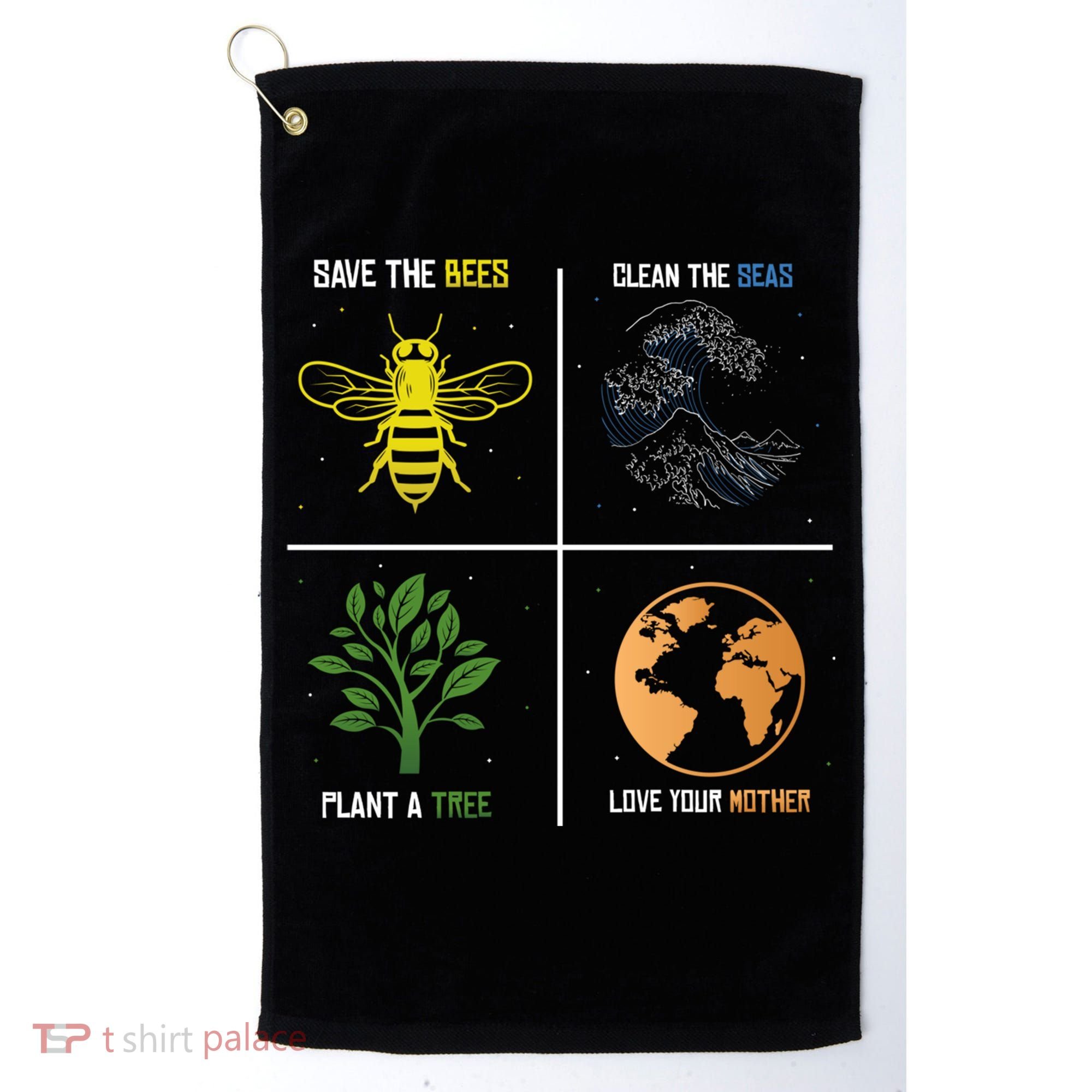 Save The Bees Plant More Trees Earth Day Gift Golf Towel