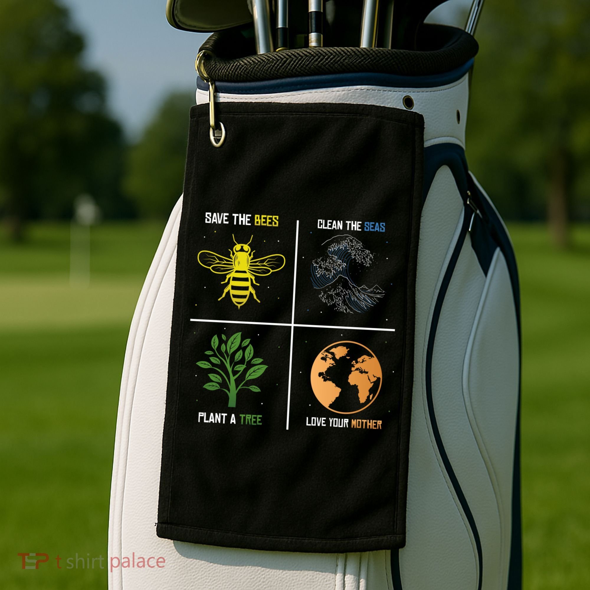 Save The Bees Plant More Trees Earth Day Gift Golf Towel