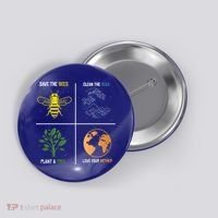 Save The Bees Plant More Trees Earth Day Gift Button thumb 0