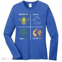 Save The Bees Plant More Trees Earth Day Gift Women's Long Sleeve Shirt thumb 0