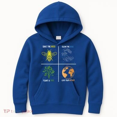 Save The Bees Plant More Trees Earth Day Gift Kids Hoodie